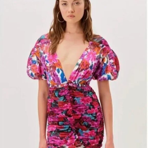 For Love And Lemons Cassandra V-Deck Floral Mini Dress - Picture 14 of 14